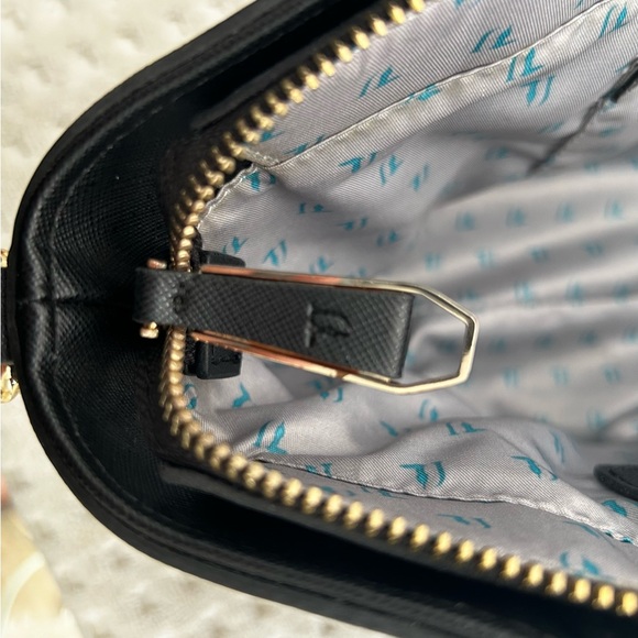 NWT Trussardi Black Satchel Shoulder Strap Gold Hardware Logo Bag Charm pockets - Picture 11 of 13